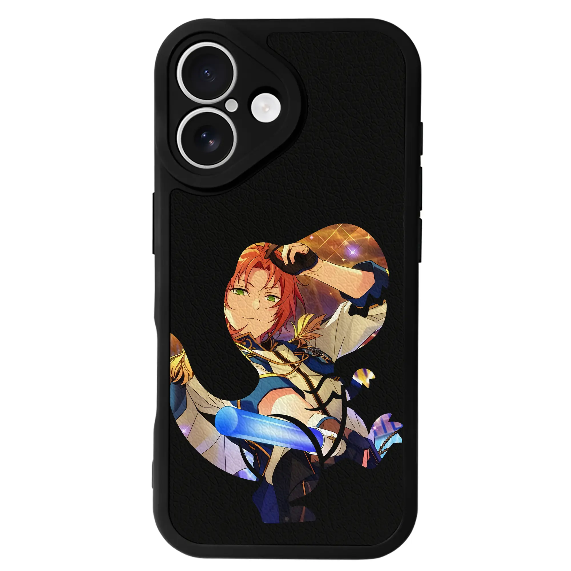 あんさん ぶる グッズ Knights 月永レオ - IPhone 16シリーズ対応 ・ シリコンスマホケース ・ レザー調 ・ 高精度フィット ・ 耐衝撃 ・ ワイヤレス充電対応 ・ 精密カット